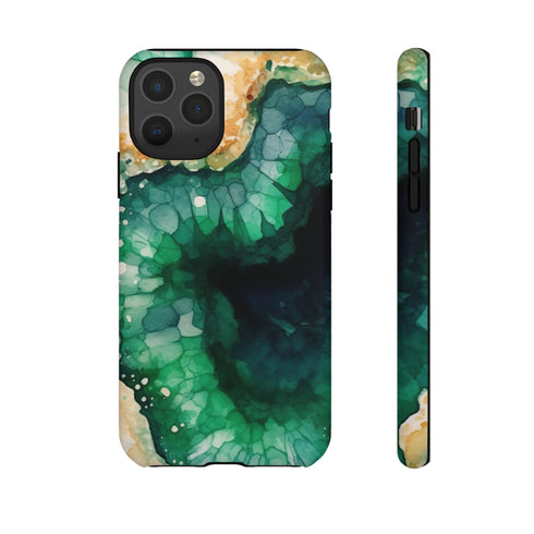 Green Geode in Watercolor - Impact Resistant Phone Case iPhone 11 Pro Matte